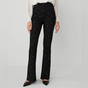 Ann Taylor The Embellished Flare High Rise Black rhinestone jeans